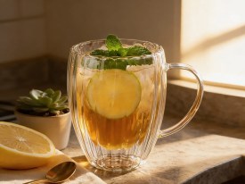 Taza jarro vidrio acanalado grande